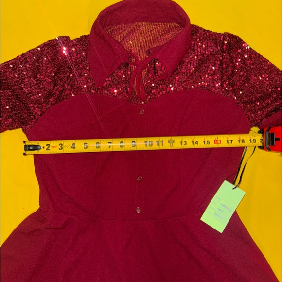 Holiday Unique Vintage Red Sequin Dress 1X - Picture 5 of 8